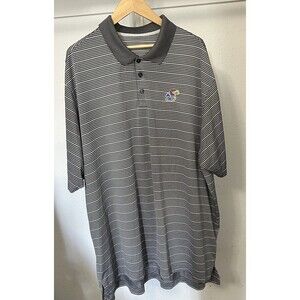 Kansas Jayhawks Adidas Men's Gray Striped Polo Shirt 4XL with KU Logo
